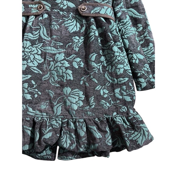 Elevenses Teal Emerald Isle Brocade Ruffled Victorian Puff Sleeve Coat Sz 2 - Picture 14 of 16